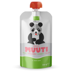 MUUTI Organic Pear-strawberry puree with coconut milk and biscuits