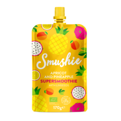 SMUSHIE Organic apricot and pineapple smoothie with linseeds
